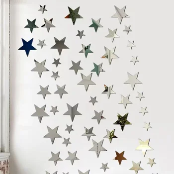 Acryl-Stern-Spiegel-Wandaufkleber Cartoon-Sternenhimmel-Wandsticker für Kinderzimmer Wandtattoos (20 Stück)