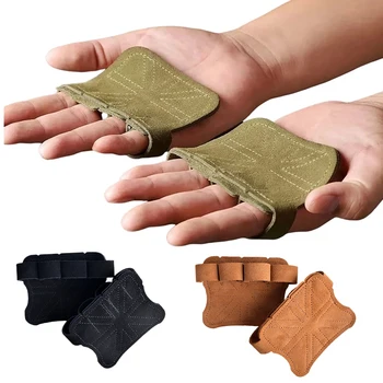 Leder Gewichtheben Trainingshandschuhe Handflächenschutz Damen Herren Fitness Sport Gymnastik Griffe Klimmzüge