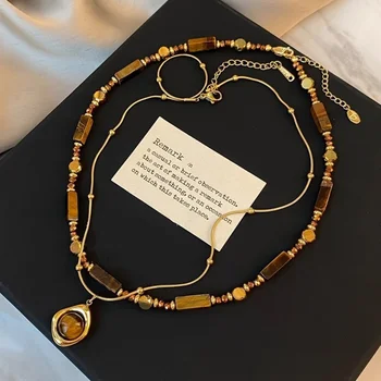 Doppellagiges Halsketten-Set aus Legierung, Retro-Schmuck mit Temperament, geschichtete Halskette
