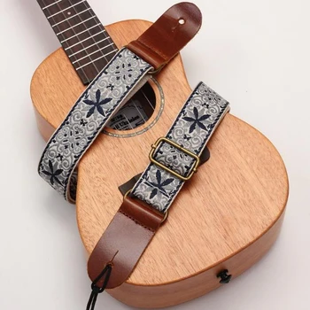 Ukulele-Gurt im böhmischen Stil, gestrickter Baumwollgürtel für Ukulele oder kleine Gitarre, 77-134 cm
