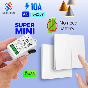 Mini RF Smart Licht Schalter 110V 220V 230V Self Power Drahtlose Wand Schalter Keine Batterie Unterstützung
