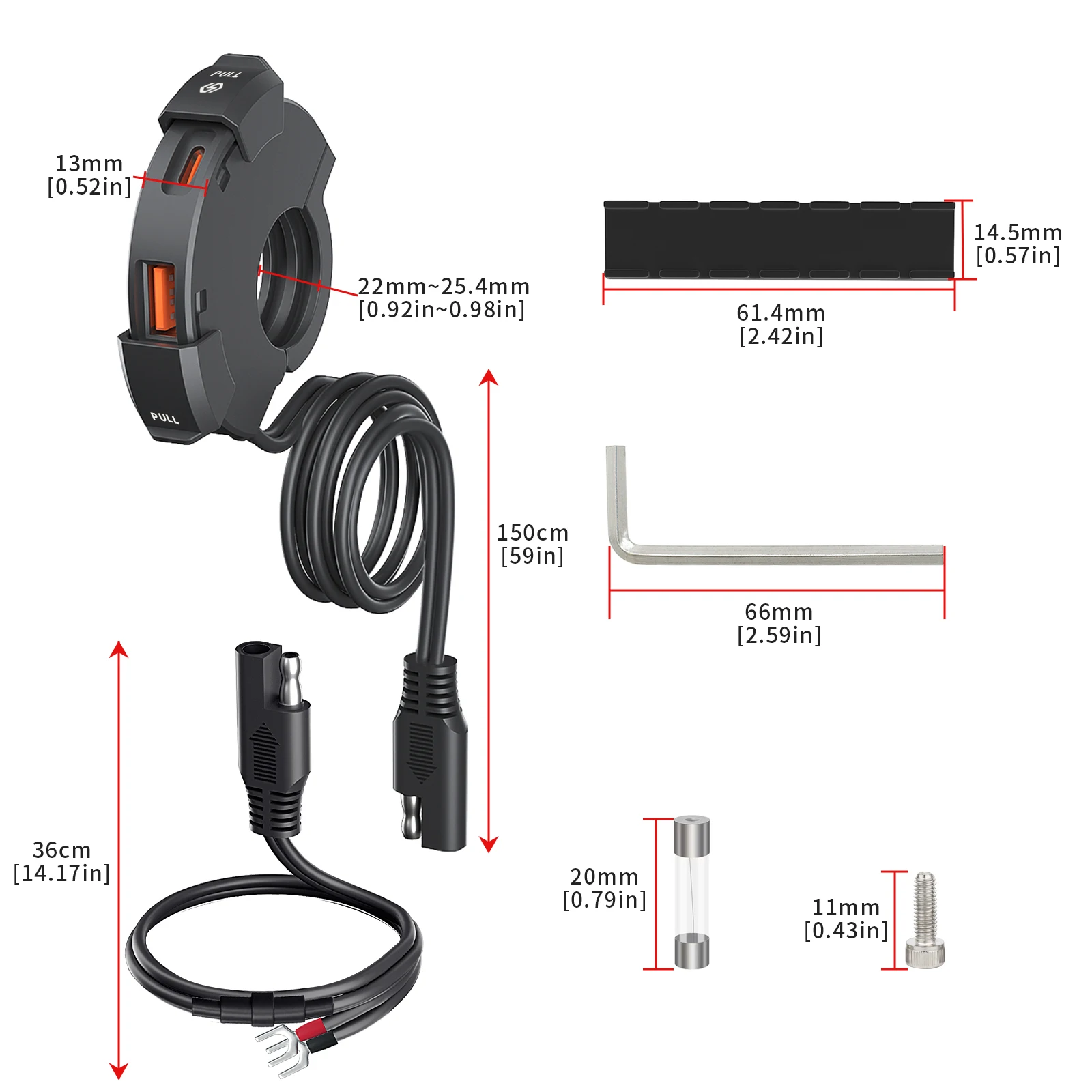 48W Quick Charge PD + QC3.0 Telefon Ladegerät Motorrad USB – Bild 6