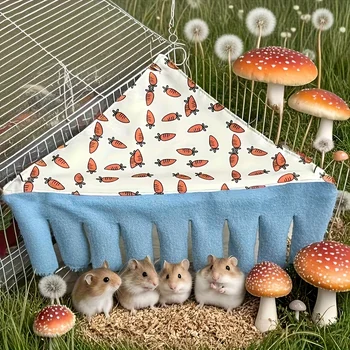 Waschbares Versteck für kleine Haustiere - bequemes Eck-Hängemattenzelt mit Karotten-Design, geeignet