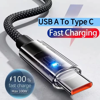 0,25/1/1,5/2 m 240 W Nylon USB C PD Superschnelllade-Datenkabel mit LED-Digitalanzeige USB auf Typ C