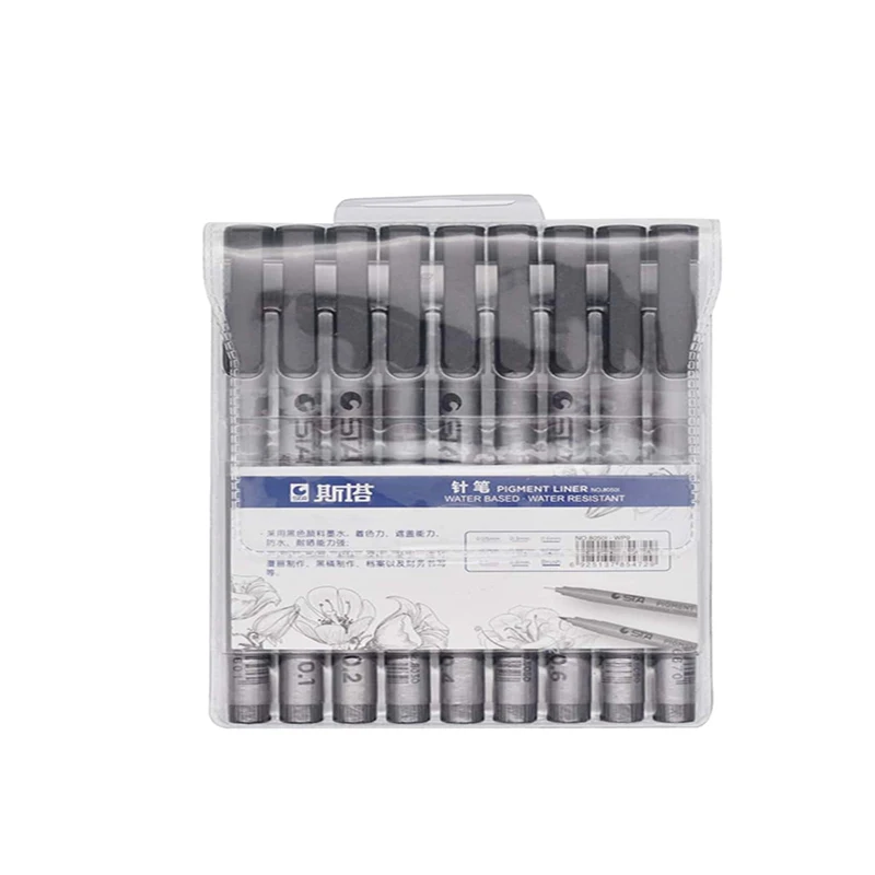 9-teilige schwarze Micro-Fineliner-Stifte mit mikrofeiner – Bild 6