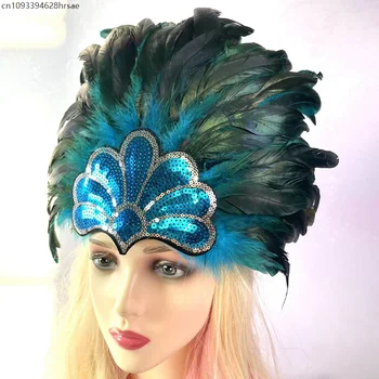 Frauen Karneval Feder Kopfschmuck Karneval Karibik Kopfschmuck Feder Krone Halloween Party Festival Leistung