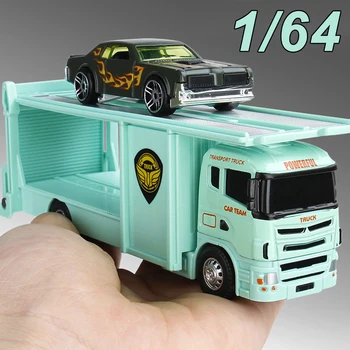 1:64 Container Legierung Anhänger Diecast Transport Fahrzeug Mustang Modell Spielzeug Auto Zurückziehen