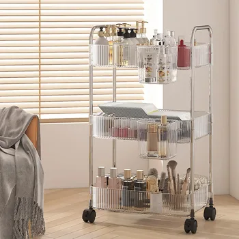 UNTIOR Transparenter Acrylwagen, Kosmetik, Schlafzimmer, Wohnzimmer, Snack-Aufbewahrungsregal, Badezimmer
