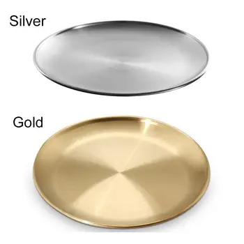 Edelstahl Metall Essscheibe runde Knochen Spuck schale flache Tablett Gold Silber Obst Fleisch Geschirr