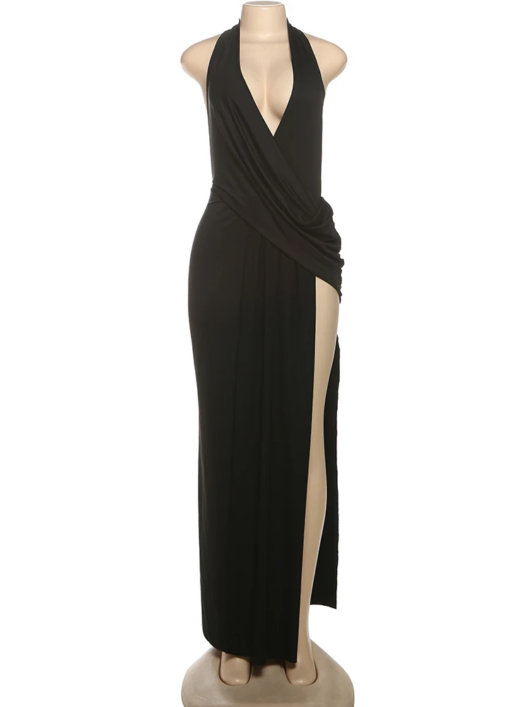 Sisterlinda Sexy High Splits Langes Kleid Frauen Halter – Bild 6