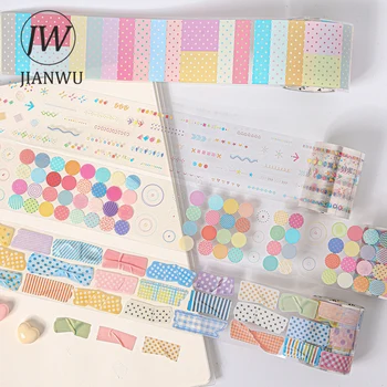 JIANWU The Sweetness Fünf-Korn-Zucker-Serie Buntes Punkt-Landschaftsmuster Collage PET-Klebeband Kreatives DIY