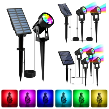 1/2/4 Lichter RGB Solar LED Licht Outdoor Solar Scheinwerfer Solar Garten Licht Outdoor IP65 Rasen Lampe