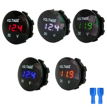 DC 5V-48V LED Mini Runde Wasserdichte Motorboot Motorrad Panel Digital Voltmeter Tester Monitor Display