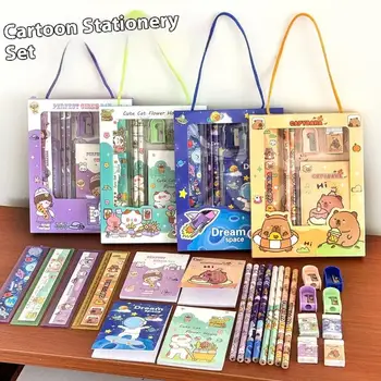 Nette Cartoon Capybara Bleistift Schreibwaren Set Kawaii Radiergummi Bleistift Spitzer Kinder (6 Stück)