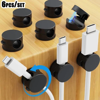 Magnetische Kabelclips Glatter Verstellbarer Kabelhalter Kabelorganisator Halterung Unter (6 Stück)