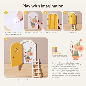 Zahnbox Baby Geschenk Puppenhaus Mini Home Dekorationen Holz Fee Elf Tür Babyzimmer Wanddekoration Handwerk