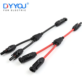 Solar-Stromverbinder 30A Y-Verteilerkabel, Solar-Kabel-Paralleladapter im Paar für Solarpanel 1*M/FF+1*F/MM