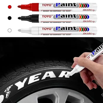 Weiß Wasserdicht Autos Rad Reifen Fettige Markierung Stift Auto Gummi Reifen Farbe Stift Cd Metall Permanent