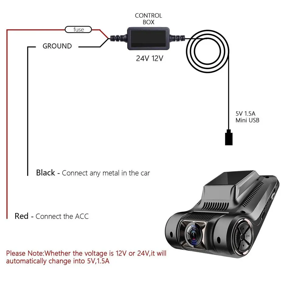 CarDash Cam Wire 3,2 m DVR Hardwire Kabel Kit Video Recorder – Bild 5