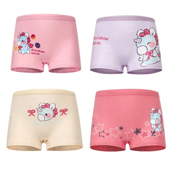 Design Kinder Mädchen Höschen Baumwolle Weiche Hübsche Cartoon Einhorn Kind Unterwäsche für Mädchen (4 Stück)