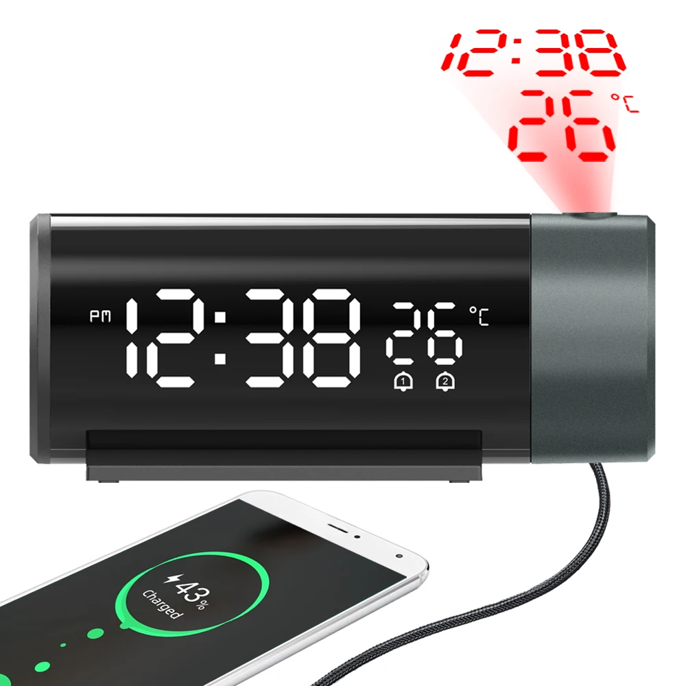Projektionswecker Digitaluhr mit 180° ° Drehbarer