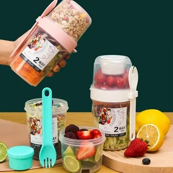 Tragbare Joghurt Getreide Haferflocken Snacks Parfait Behälter Tragen Frühstück Tasse Salat Tassen Salat