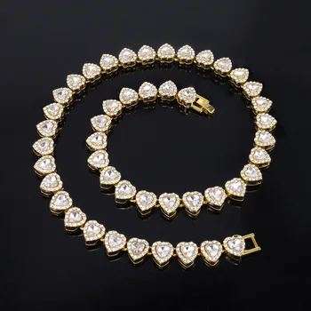 ZAKOL 45CM Neue Hip Hop Tennis Kette Armband Halskette Glänzendes Herz Strass CZ Fashion Rock Party Schmuck