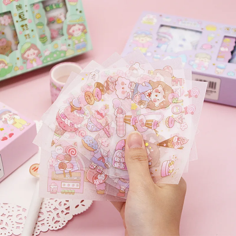 5 Rollen/Set Nette Cartoon Washi Tape Set Aufkleber – Bild 4