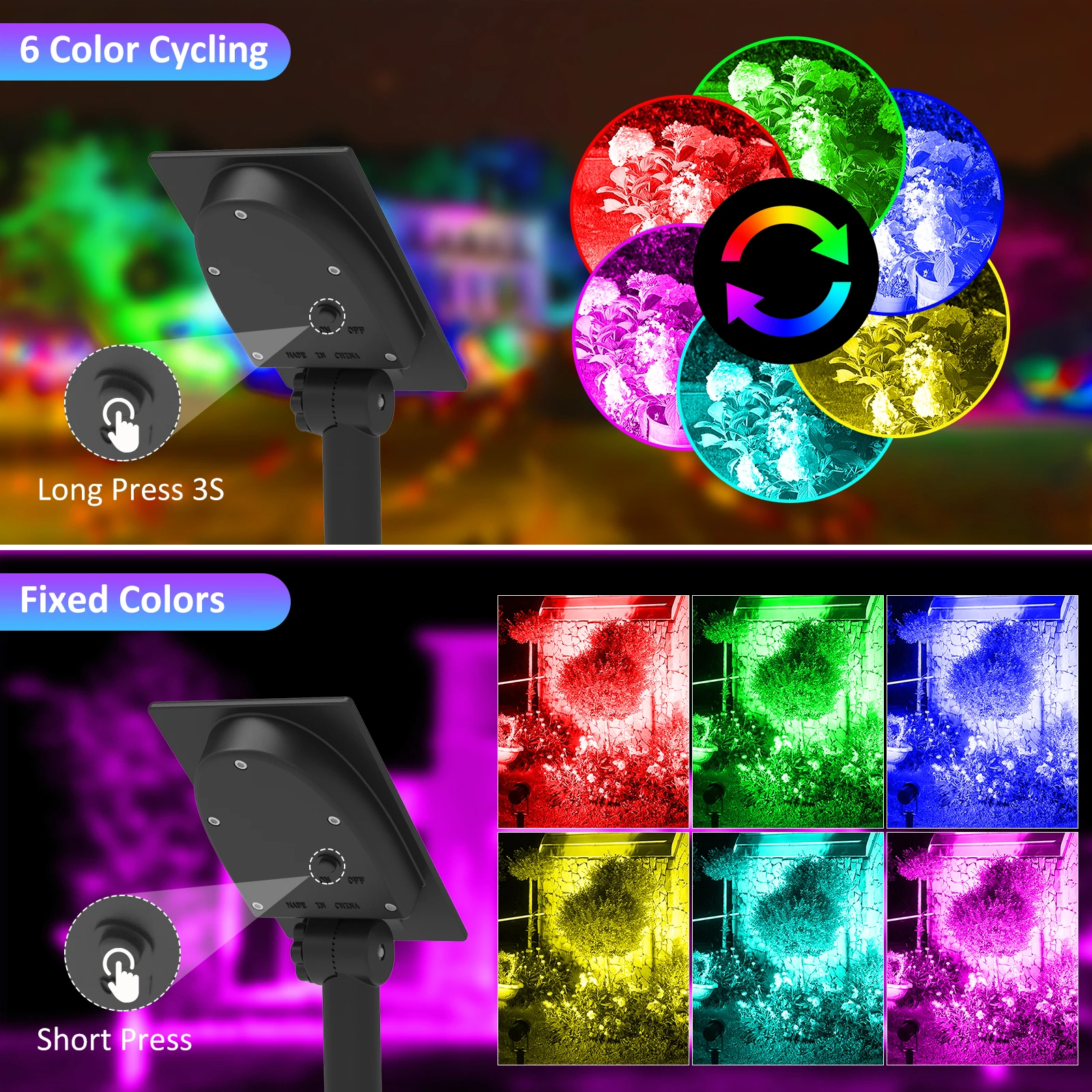1/2/4 Lichter RGB Solar LED Licht Outdoor Solar Scheinwerfer – Bild 3