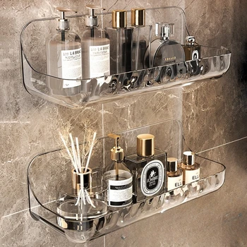 Badezimmer-Toilettenartikel-Regal, perforationsfrei, zur Wandmontage, für Hautpflegeprodukte