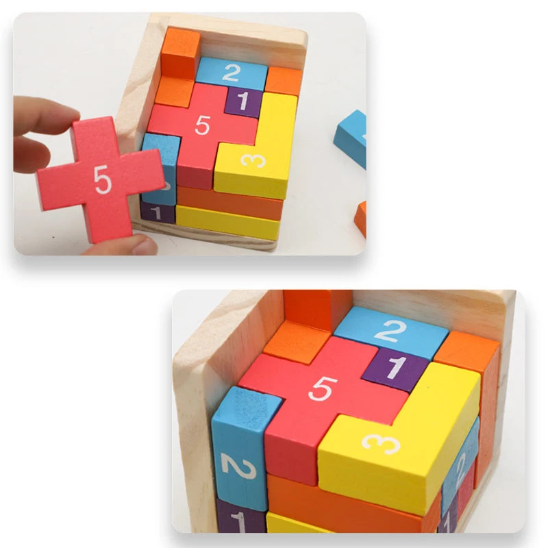 Bunte Holzblock-Puzzles, klassisches 3D-Puzzle „Luban Lock – Bild 2