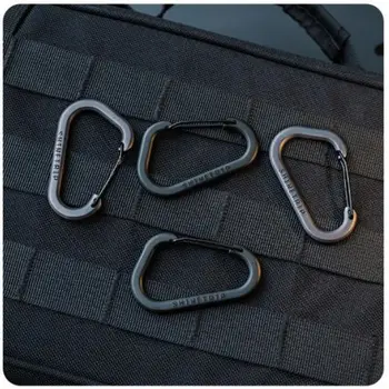 Edelstahl-Federkarabiner, Sicherheits-D-förmige Verbindungsschnalle, Karabiner in Schwarz/Grau (2 Stück)