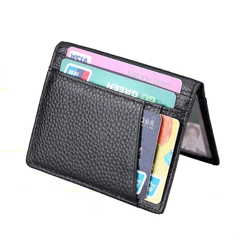 YUECIMIE Super Slim Weiche Brieftasche Aus Echtem Leder Mini Kreditkarte Halter Geldbörsen Geldbörse Dünne