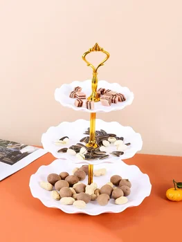 Luxus-Snackteller, dreilagiger Obstteller im nordischen Stil, Kunststoff-Snackteller, geeignet