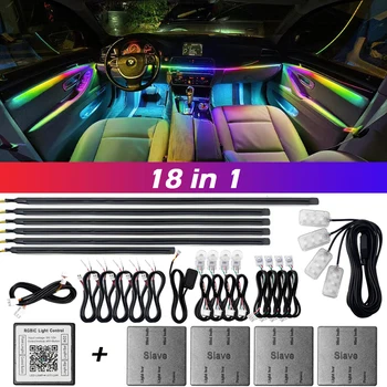 18-in-1 Dual Zone Symphony Streamer Auto Umgebungslicht Innenraum LED Vollfarb RGB Neon Acryl Streifen