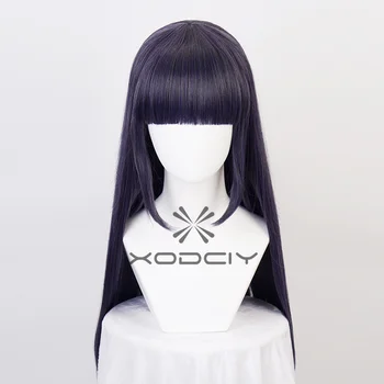 Anime Hyuga Hinata Gerade Synthetische Haar Ordentlich Bang Cosplay Perücken + Free Perücke Kappe