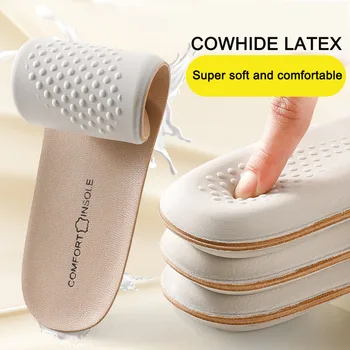 Leder-Latex-Sport-Einlegesohle, Rindsleder-Einlegesohlen für Schuhe, Fußgewölbeunterstützung, Schuhpolster