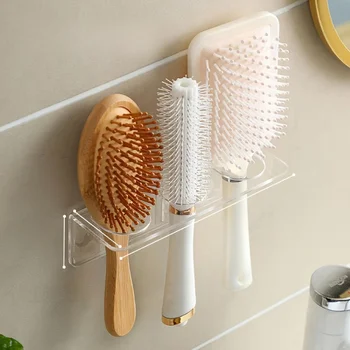 Wand-Badezimmer-Organizer aus klarem Acryl - nicht bohrbares Aufbewahrungsregal für Haarbürsten, Kämme