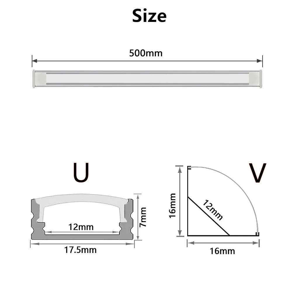 LED-Aluminium-starre Lichtleiste DC12V 50 cm 20 Zoll U/V-Form – Bild 6