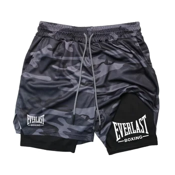 Modische doppellagige Sportshorts für Herren, bedruckte EVERLAST-Sportshorts, doppellagige, schnell trocknende