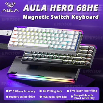 AULA HERO 68HE Magnetschalter-Tastatur RGB Gaming Mechanische Tastatur Rapid Trigger 8K Return Wired Esports