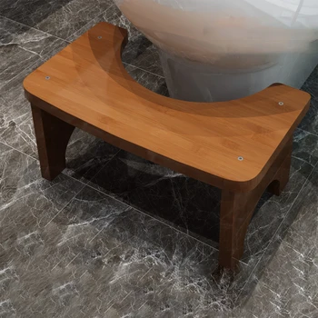 Robuster tragbarer Bambus-Toiletten-Hockhocker für Erwachsene, breit und stabil, Badezimmer-Töpfchenhocker