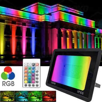 RGB LED Flutlicht Reflektor Außenbeleuchtung 220V 50W 100W IP66 Wasserdichte Scheinwerfer Landschaft Garten