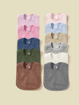 Zufällig ausgewählte, ultraweiche, saugfähige, wasserdichte, einfarbige Unisex-Babylätzchen (3 Stück)