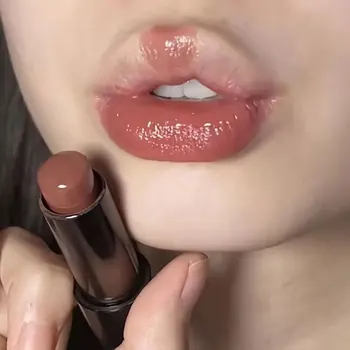 Lippenstift Rotbrauner Lippenstift Wasserfester Feuchtigkeitsspendender Spiegel-Lipgloss Natürliches