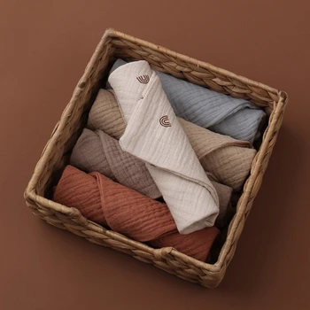 Zufällige 5er-Packung Babyhandtücher, Musselin-Tücher für Neugeborene, Weiche Baumwoll-Gaze Waschlappen