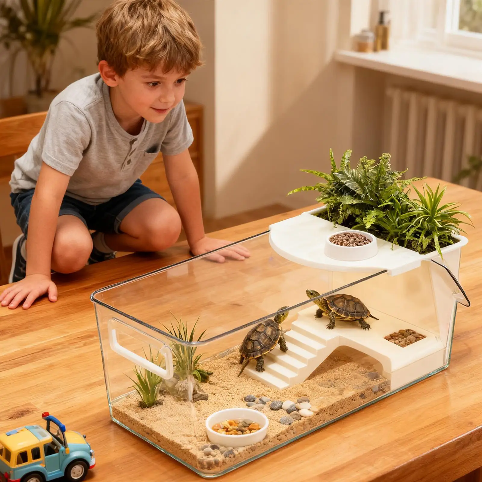 Großes Terrarium für Schildkröten mit Sonnungsplatte, Klarer