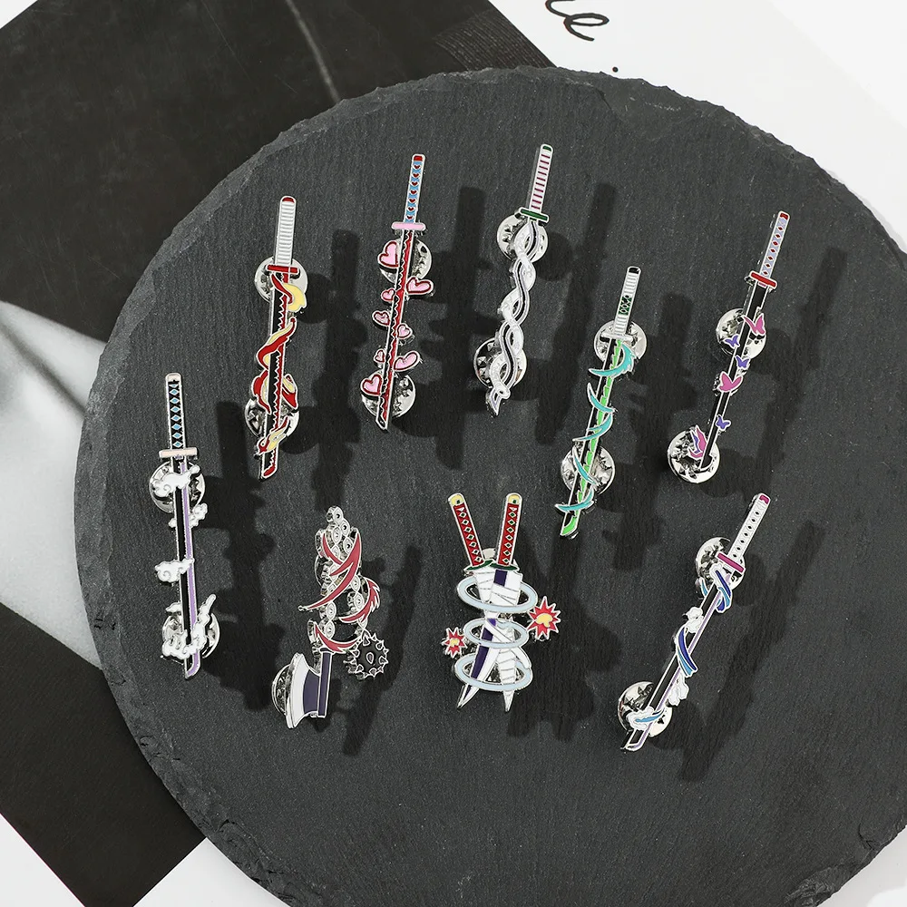 9 Teile/satz Anime Ghost Kill Team Samurai Schwert Emaille
