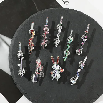 Anime Ghost Kill Team Samurai Schwert Emaille Brosche 9-Säule Metall Abzeichen Revers Pin Cosplay (9 Stück)