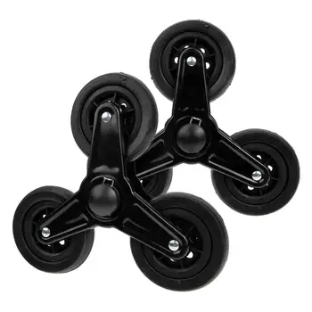 2 x faltbare Einkaufswagenräder, Ersatzteile mit Metallhalterung, leichtes Raddurchmesser 9,5 cm, schwarzes
